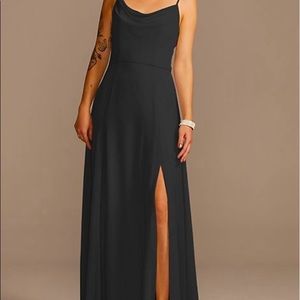 CELEBRATE DB STUDIO
cowl neck chiffon bridesmaid dress with slit STYLE# F20235